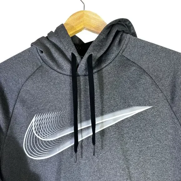 Nike Dri-Fit Hoodie Mens M Gray Swoosh Pullover Athletic Logo Sportswear Gym - Picture 2 of 5